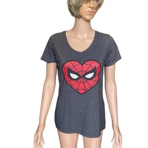 Marvel Spider Man T-shirt V neck Women Sz M gently used